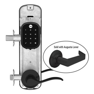 Yale Z-Wave Plus Assure Interconnected Key-Free Touchscreen Lockset, Augusta Lever, Right Handed, 5.5 In. Prep, Black Suede